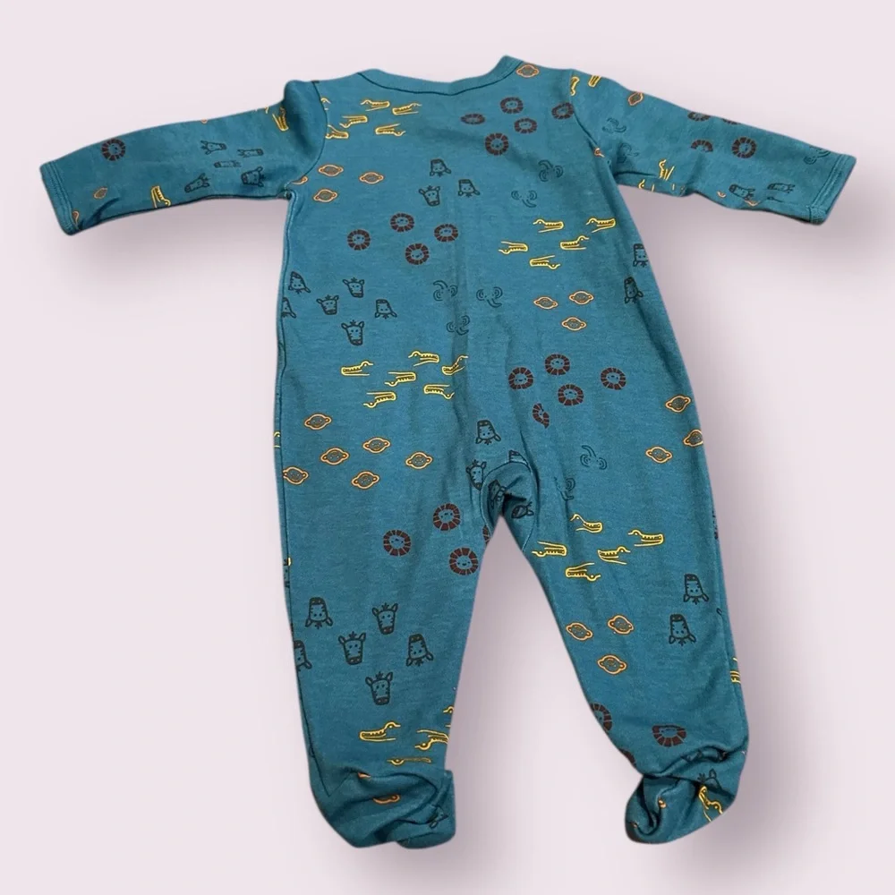 NWOT Baby Carter's Teal Animal Patterned One Piece Footies Size 3 Months